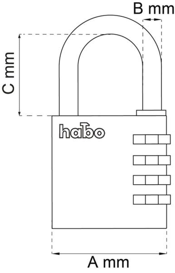 Riippulukko HABO 203-40 hopea koodi