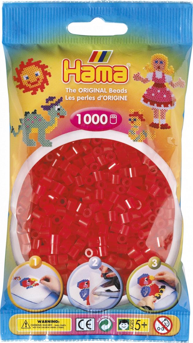 Hama-Helmet Midi 1000 kpl läpinäkyvä punainen