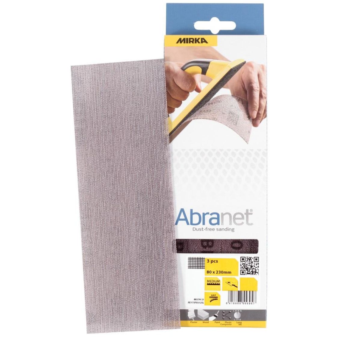 Hiomapaperi 80x230 mm P120 abranet 3 kpl