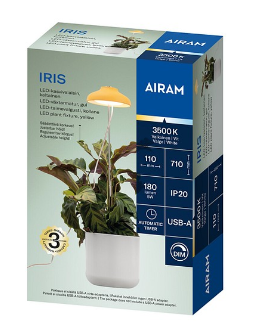 Airam Iris Kasvivalo Keltainen 240lm/3500k