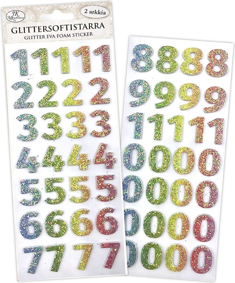 Glittersoftistarra Numerot Pastelli 2ark.