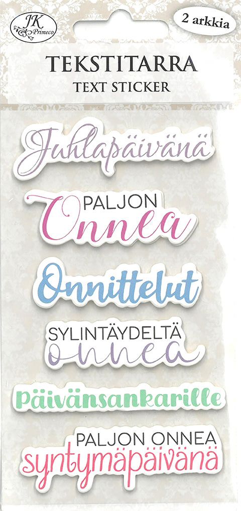 Tekstitarra Toivotukset Pastelli 2ark.