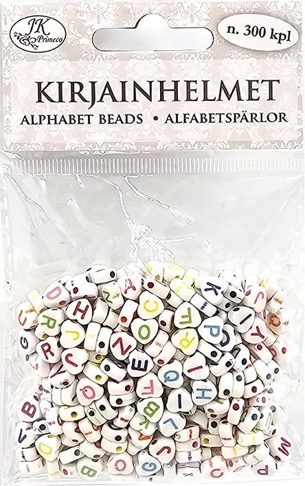 Kirjainhelmet Sydän Valk/Värikäs 300 kpl