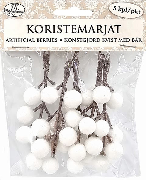 Koristemarjat Glitter valk. 5 kpl