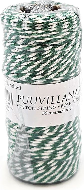 Puuvillanaru 2 mm x50m Valkovihreä