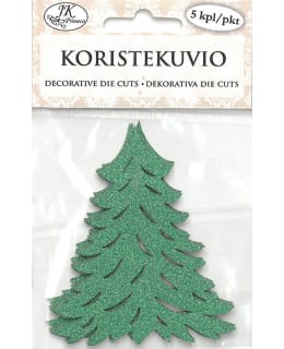 Koristekuvio Kuusi Vihreä Glitter 5 kpl