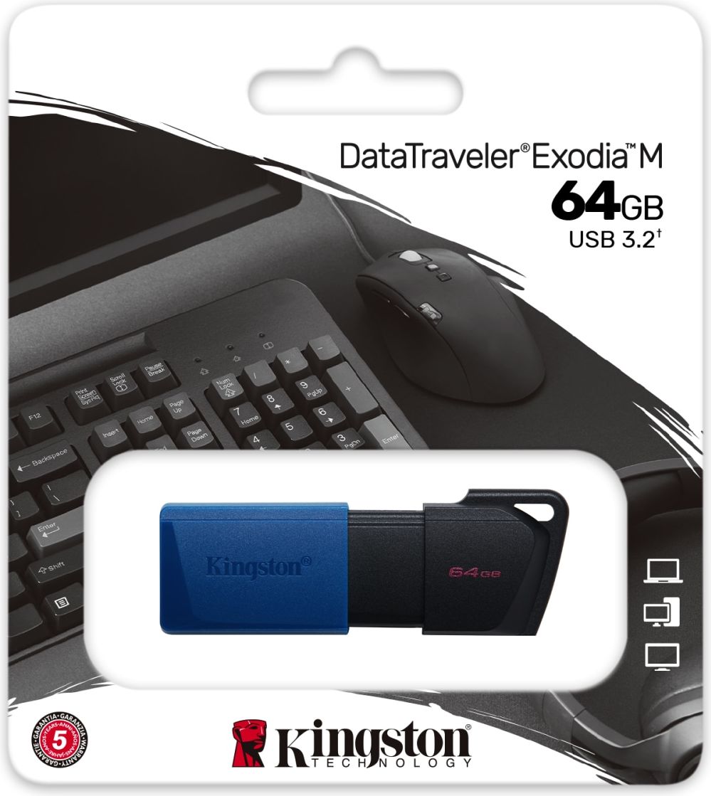 Kingston 64GB portable USB 3.2 gen 1 datatraveler exodia onyx