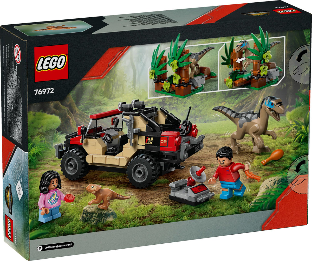 Lego Raptor ja pako maastoautolla