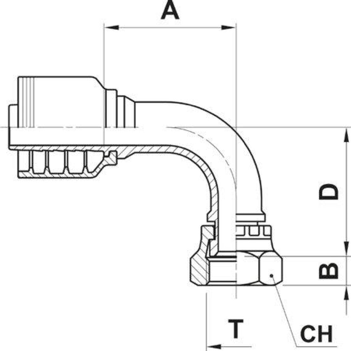 Letkuliitin jic 1.5/16-1 90 sisäkierre