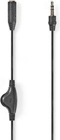 Stereoaudiojatkokaapeli, Jossa Äänenvoimakkuuden Säädin 3,5 mm, Uros - 3,5 mm, Naaras 1,0 m Musta