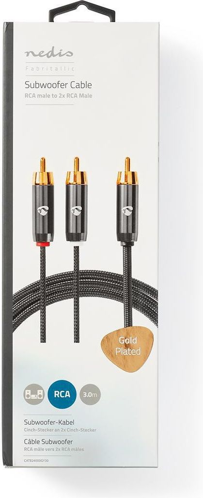 Nedis Subwoofer Kaapeli | RCA Uros - 2x RCA Uros | 3.00 m