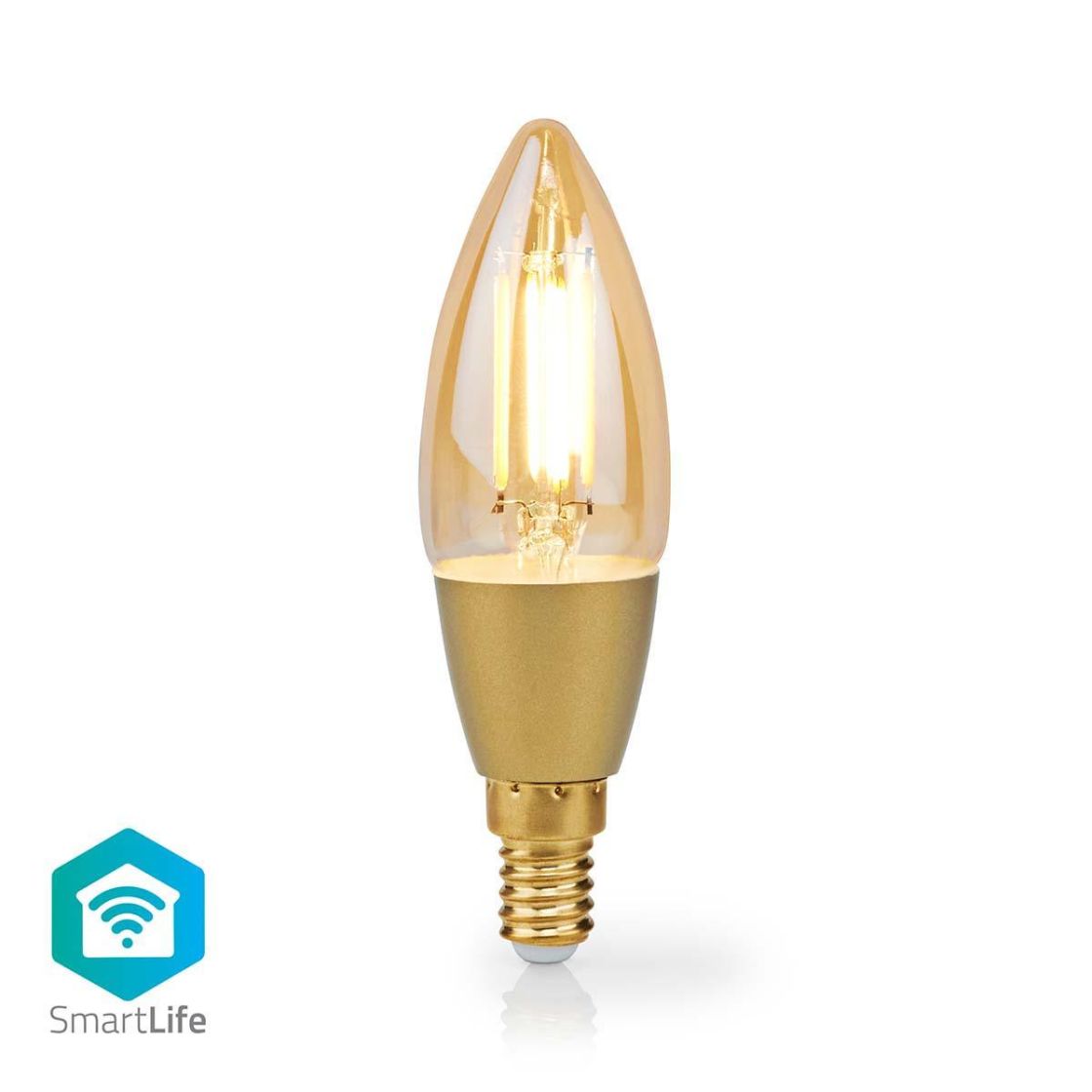 Nedis SmartLife LED Filamenttilamppu | Wi-Fi | E14 | 470 lm | 4.9 w | Lämmin Valkoinen | 1800 - 3000 k | Lasi | Android™ / ios | Kynttilä