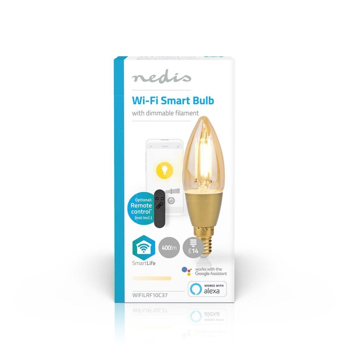 Nedis SmartLife LED Filamenttilamppu | Wi-Fi | E14 | 470 lm | 4.9 w | Lämmin Valkoinen | 1800 - 3000 k | Lasi | Android™ / ios | Kynttilä