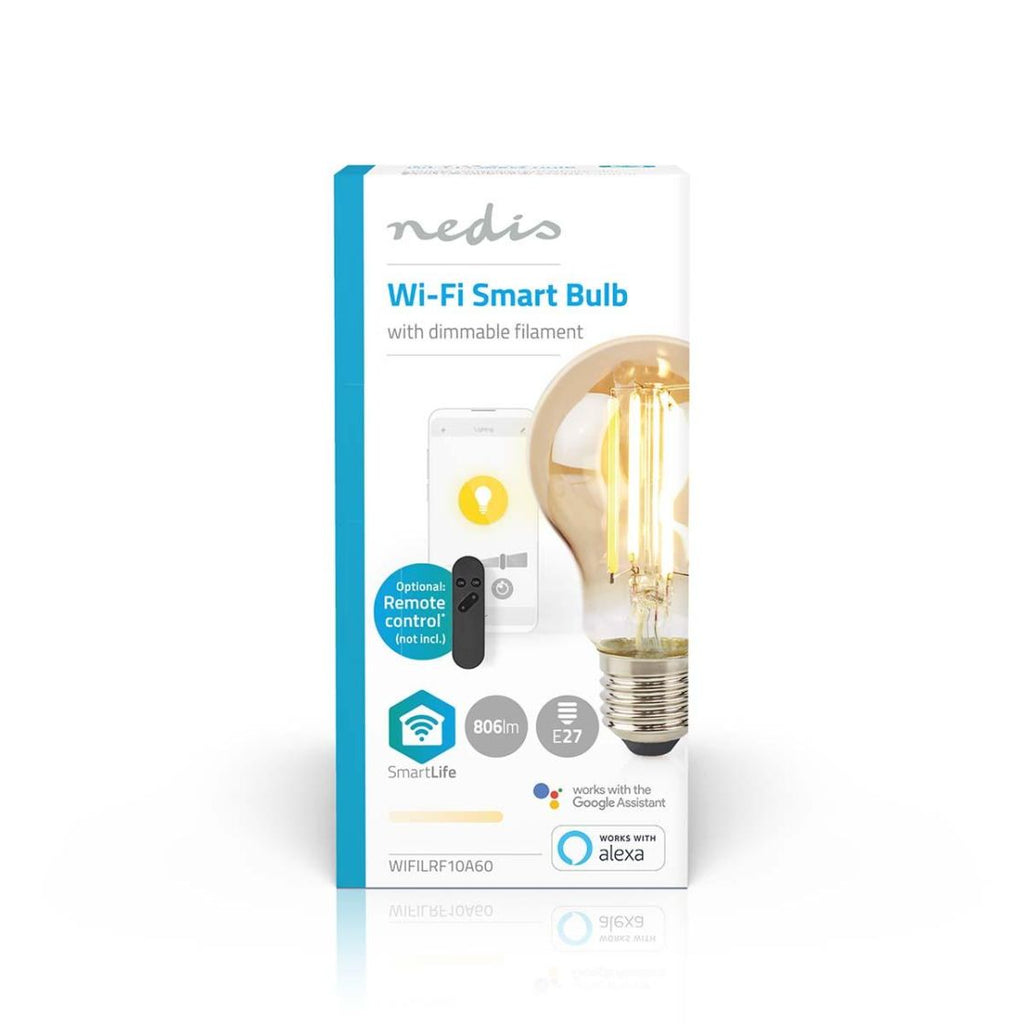 Nedis SmartLife LED Filamenttilamppu | Wi-Fi | E27 | 806 lm | 7 w | Lämmin Valkoinen | 1800 - 3000 k | Lasi | Android™ / ios | polttimo