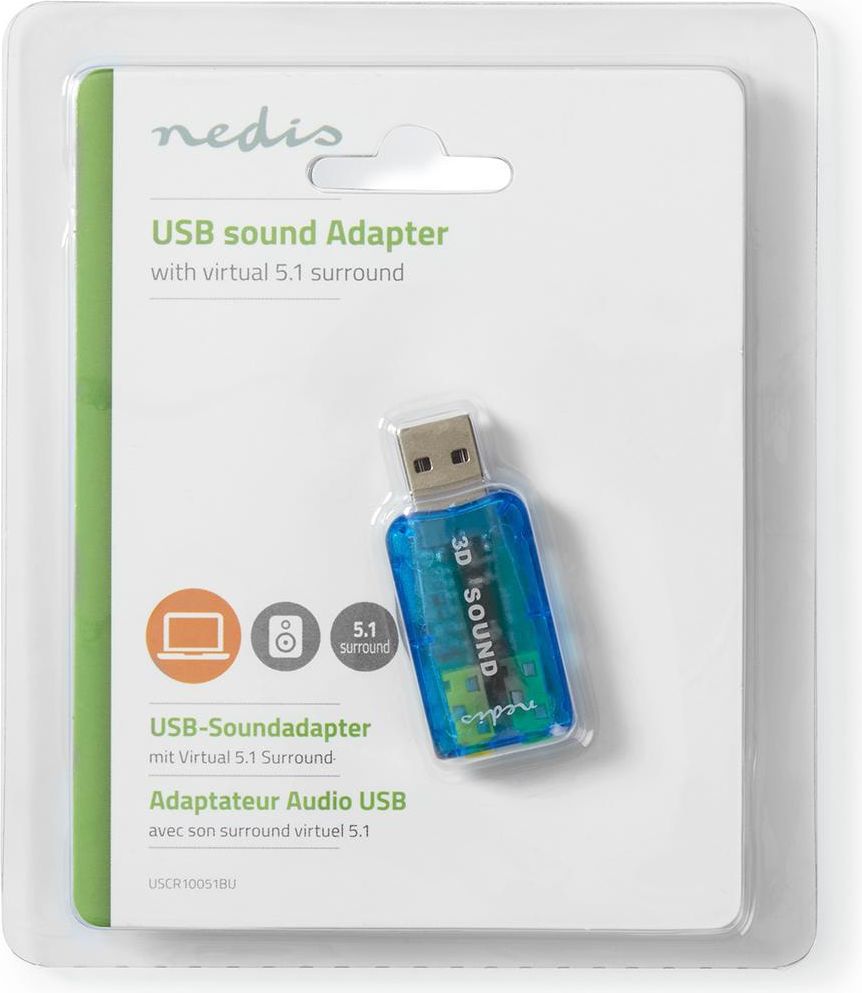 Äänikortti | 3D sound 5.1 | USB 2.0 | 3,5 mm:n Kaksoisliitin