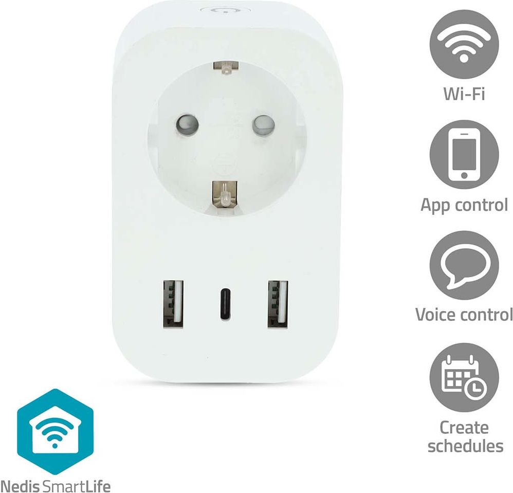 Nedis SmartLife Älypistorasia | Wi-Fi | IP21 | Virtamittari