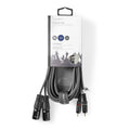 Nedis XLR-Audiokaapeli  2 xUros – 2 x RCA, Uros 3 m