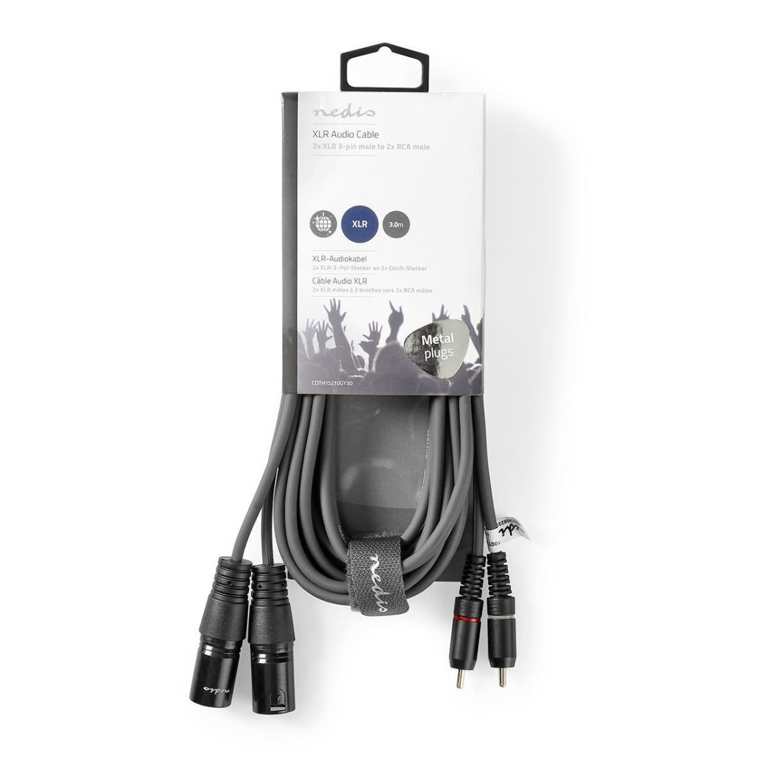 Nedis XLR-Audiokaapeli  2 xUros – 2 x RCA, Uros 3 m