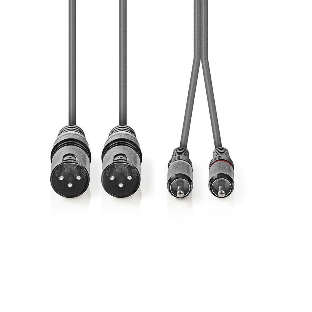 Nedis XLR-Audiokaapeli  2 xUros – 2 x RCA, Uros 3 m