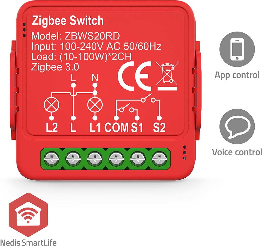 Nedis SmartLife Virtakytkin | Zigbee 3.0 | 2x100 w |