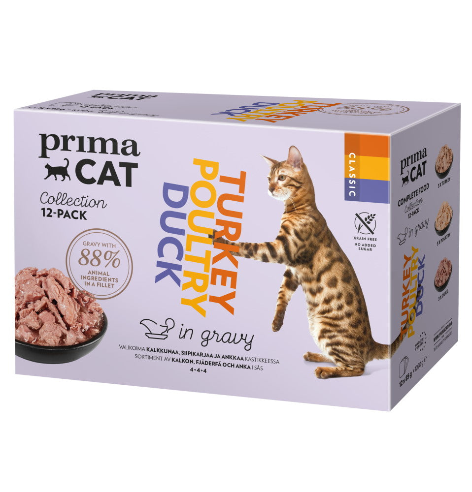 PrimaCat Classic siipikarja-mix kastikelaj. 12x85 g
