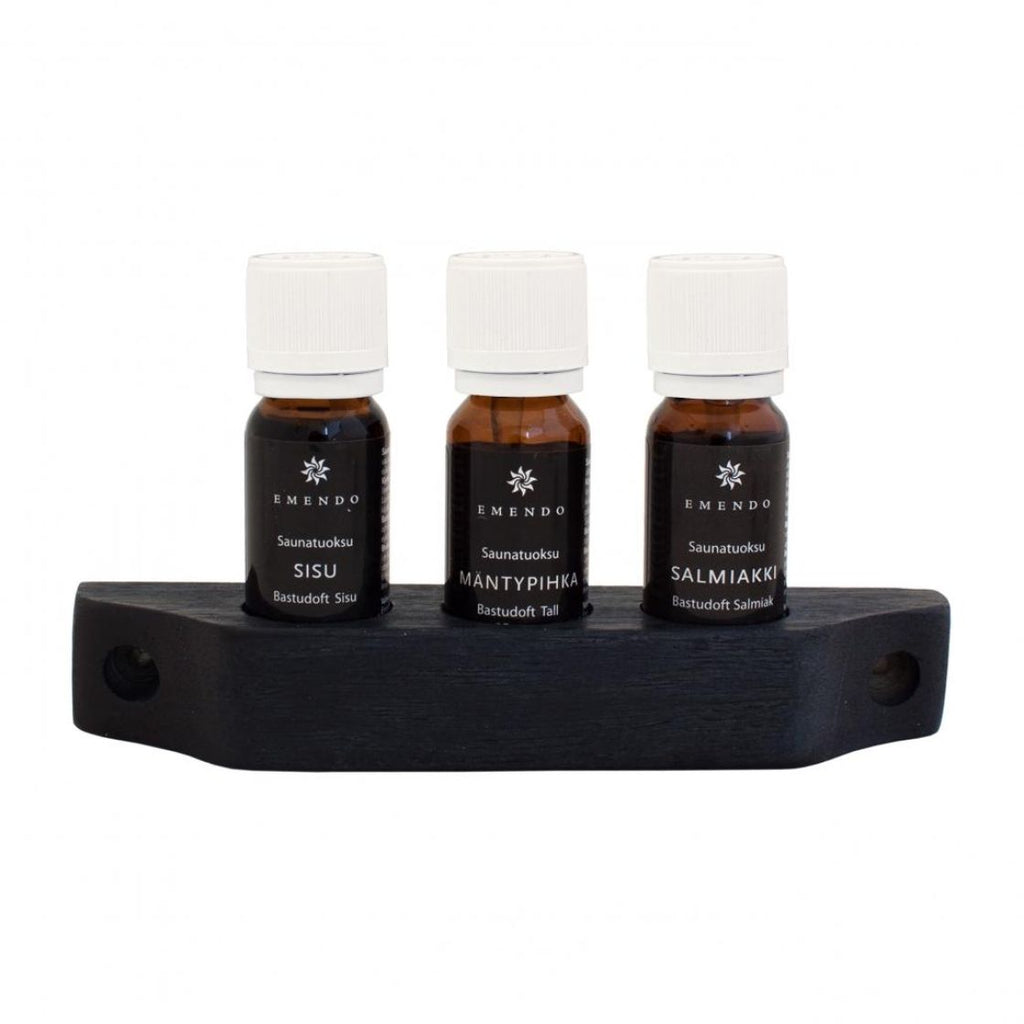 Emendo Saunatuoksu 3x10 ml musta puuteline