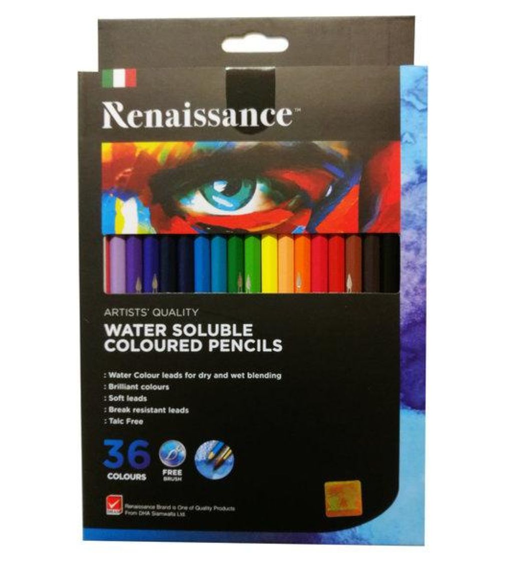 Renaissance vesiliukoiset puuvärikynät 36 kpl