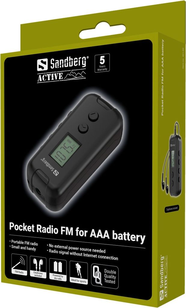 Sandberg kannettava FM-radio 2xAAA