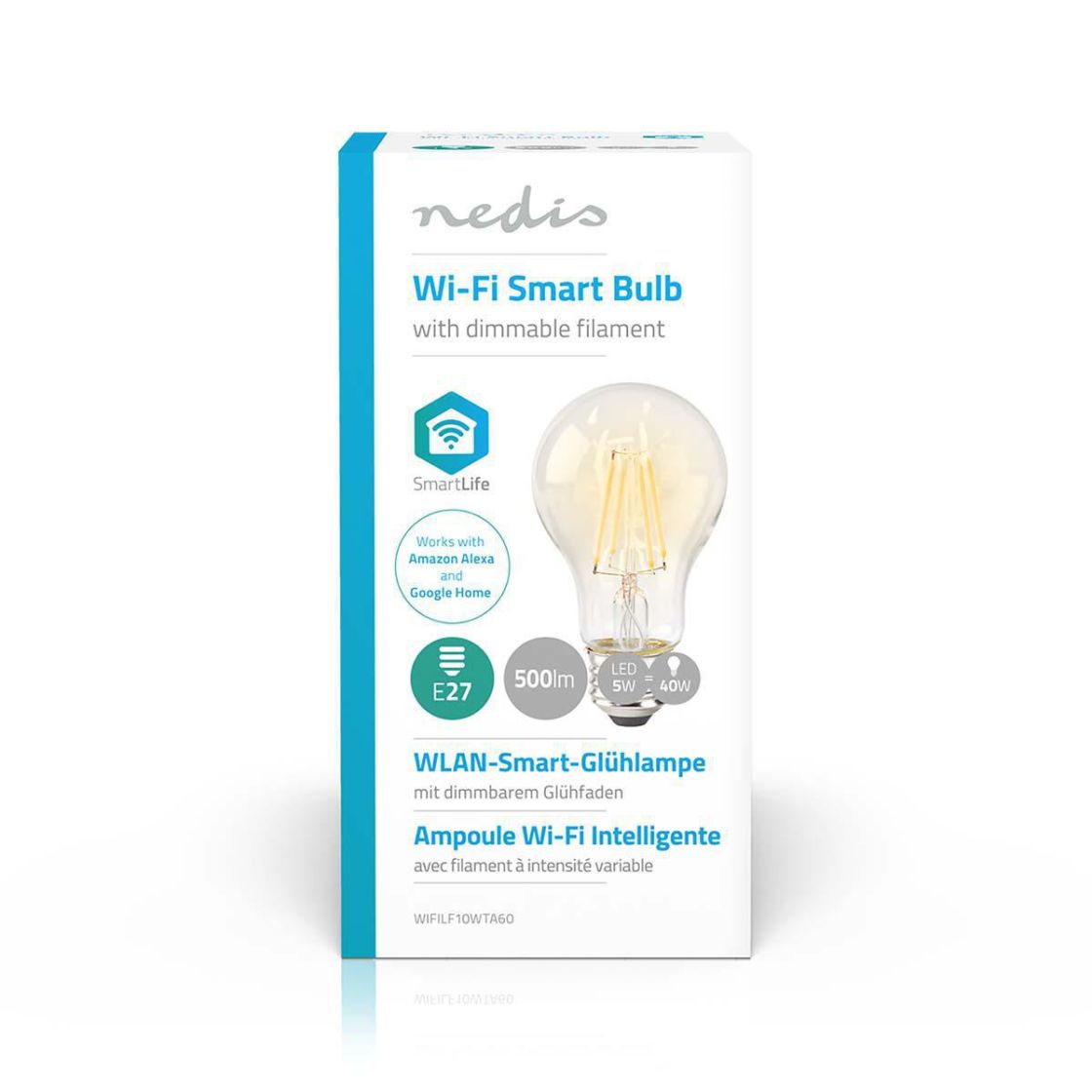 SmartLife LED Filamenttilamppu | Wi-Fi | E27 | 500 lm | 5 w | Lämmin Valkoinen | 2700 k | Glass | An