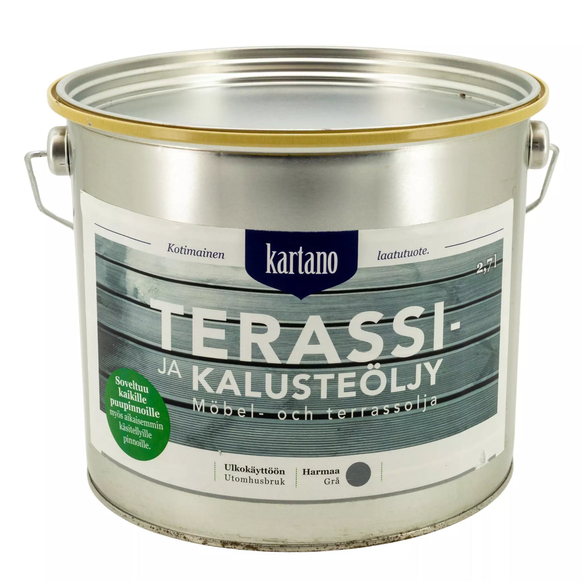 Terassi- ja kalusteöljy 2,7 l harmaa kartano