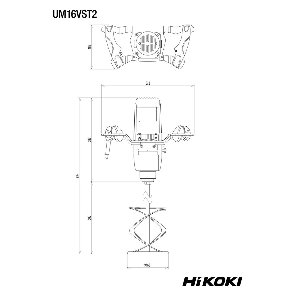 HiKOKI Sekoituskone UM16VST2, sis. Vispilän 160 mm