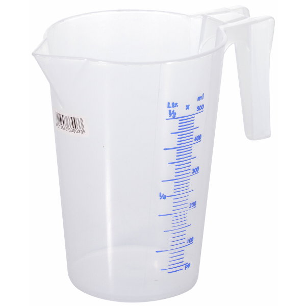 Mittakannu asteikolla muovia 0,5 l