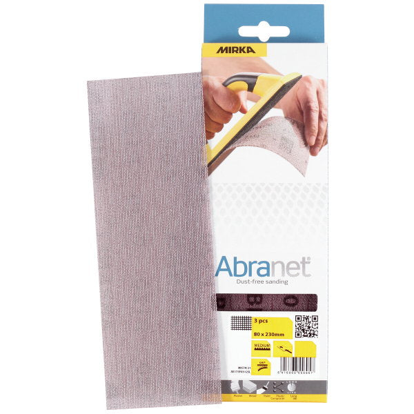 Hiomapaperi 80x230 mm P180 abranet 3 kpl