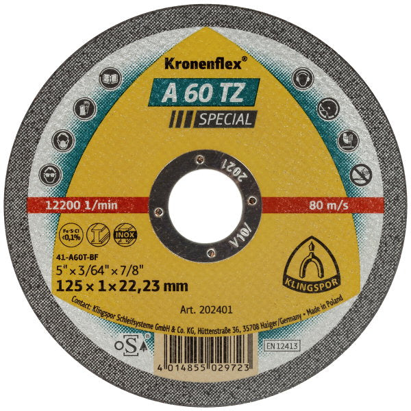 Katkaisulaikka 125x1,0x22,2 mm A60TZ special 10 kpl
