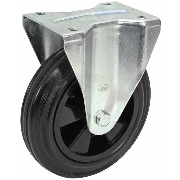 Pyörä vaunun kiinteä 125 mm musta