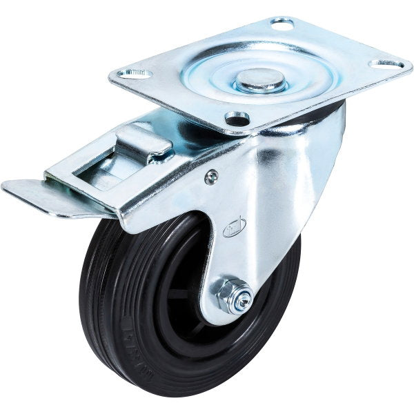 Kääntöpyörä jarrulla 100 mm musta