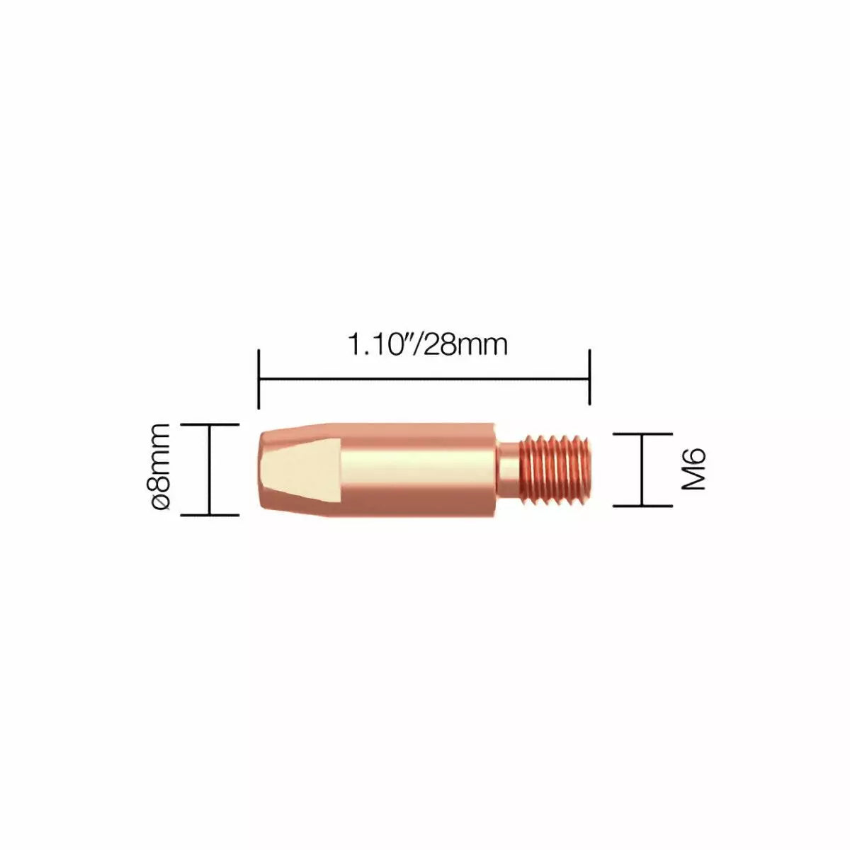 Virtasuutin M6 1,2 mm/28 mm 5 kpl kemppi