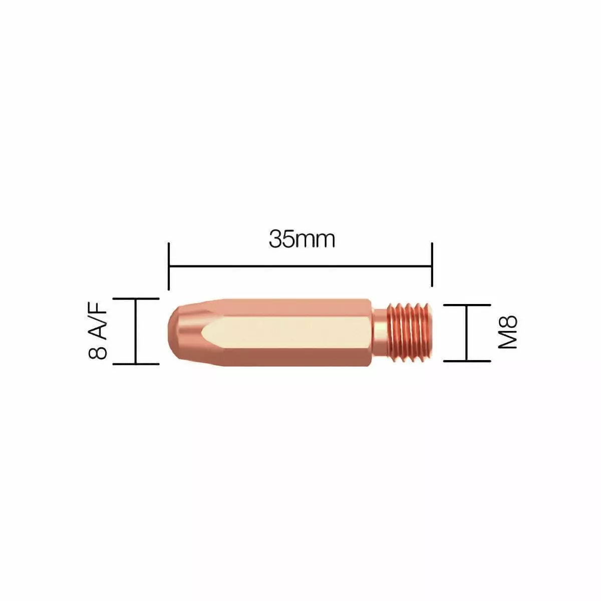 Virtasuutin M8 1,6 mm/35 mm 5 kpl kemppi