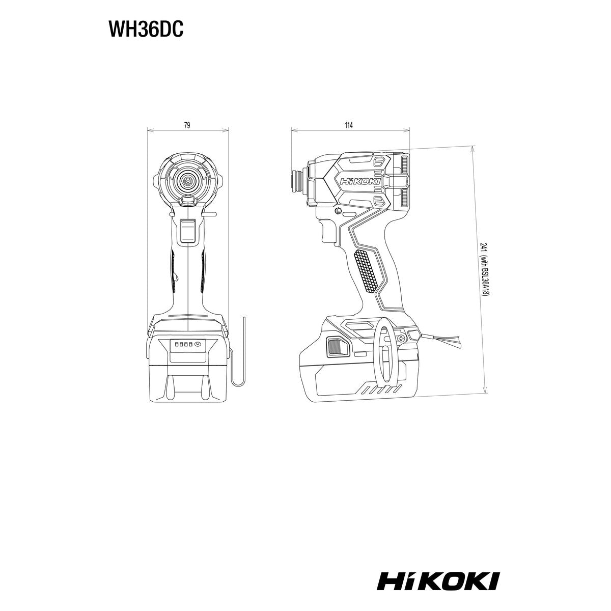 Isk. Ruuvinväännin WH36DC mv Runko HiKOKI