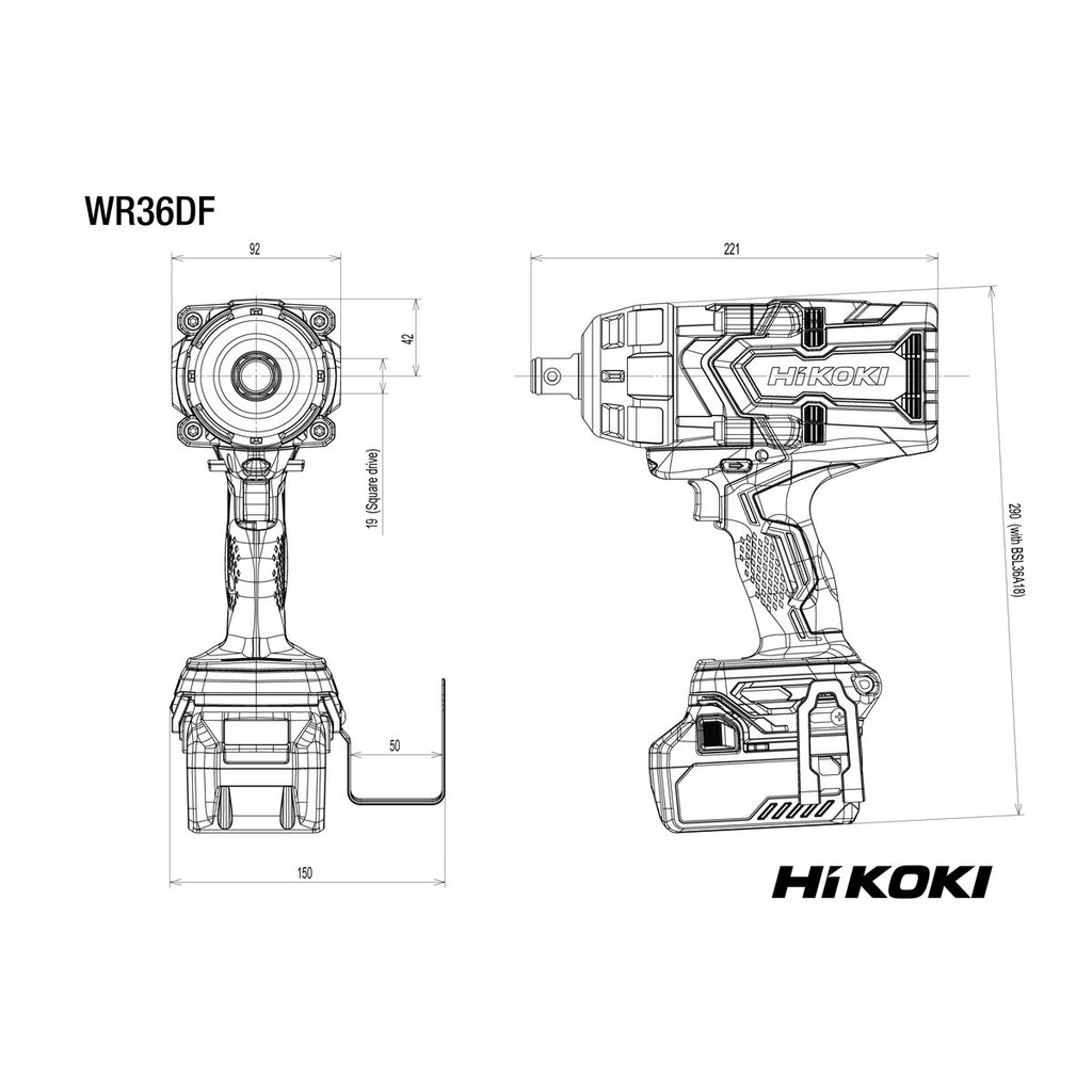 Mutterinväännin WR36DF 3/4" runko hsc HiKOKI 36 v mv